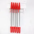 Set of 5 clear barrel ballpoint pens with vibrant red caps for everyday office and school writing. - Bullet Type 0.7mm / Red