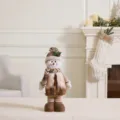 Cozy brown and khaki plush Christmas snowman figurine for festive home decor - Fixed Leg Snowman