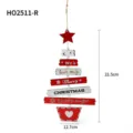 Adorno colgante de madera para árbol de Navidad en rojo y blanco con texto festivo - Forma de Árbol de Navidad (HO2511-R) / Rojo