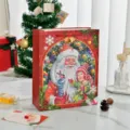 Large festive red Christmas gift bag with vintage Santa Claus and child illustration - Mousse Ball / Medium (18x8.5x24cm)