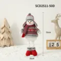 Poupée bonhomme de neige de Noël en peluche avec jambes télescopiques en rouge - Petit (51x35cm) / Bonhomme de Neige Rétractable avec Chapka (Petit)