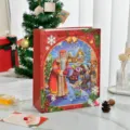 Festive red Christmas gift bag featuring Santa Claus and reindeer cartoon illustration - Red Christmas / Medium (18x8.5x24cm)
