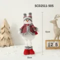 Poupée bonhomme de neige de Noël en tricot rouge et gris, hauteur 51 cm - Petit (51x35cm) / Bonhomme de Neige Rétractable avec Bonnet à Deux Pompons (Petit)