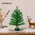 Festive 50cm green electroplated musical rotating Christmas tree tabletop decoration - Electric Rotating Music Base with Light / Green