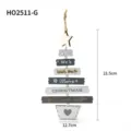Adorno navideño artesanal de madera para colgar con mensaje festivo, 21,5 cm de alto - Forma de Árbol de Navidad (HO2511-G) / Gris