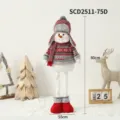 Bonhomme de neige de Noël télescopique en tricot rouge et gris, hauteur de 80 cm - Bonhomme de Neige Rétractable avec Chapka (Grand)