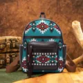 Bohemian Aztec pattern backpack with tassel detail and vintage brown leather trim - Bohemian Ethnic Style (PG5061 2#)