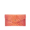 Elegante cartera de sobre en cuero gofrado de cocodrilo naranja con botón dorado - Estilo Sobre de Cocodrilo (PG-5151) / Naranja Degradado