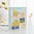 Large teal paper gift bag featuring colorful stacked presents and gold glitter accents - 12 Pieces/Pack Small Size / Gold Gift