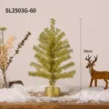Gold electroplated rotating musical mini Christmas tree, 50cm festive tabletop decor - Electric Rotating Music Base with Light / Gold