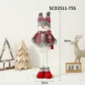 Bonhomme de neige de Noël tricoté rouge et gris, jambes télescopiques, 80 cm. - Bonhomme de Neige Rétractable avec Bonnet à Deux Pompons (Grand)