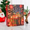Premium extra large red Christmas paper gift bag with festive gift box and ribbon pattern - Christmas Gift / Medium 18x8.5x24cm