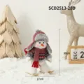 Figurine bonhomme de neige de Noël à ski avec bonnet et écharpe rouges, hauteur 30 cm. - Bonhomme de neige skieur (style chapeau Lei Feng)