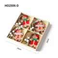 Set of wooden gingerbread man Christmas ornaments in a 14cm square wooden box - Gingerbread Man Style D(HO2506-D) / Four-Piece Set