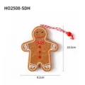 Felt gingerbread man Christmas tree ornament with red bowtie, size 10.5cm by 8.2cm - 10.5x8.2cm / Gingerbread Man with Red Bow on Neck