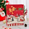 Festive red Christmas gift bag with gingerbread men and snowy village design. - Snowman / Medium (18*8.5*24cm)