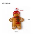Felt Christmas gingerbread man ornament with red hat and scarf, 13x10.5cm size details - Gingerbread Man with Scarf and Hat (Stitched Edge)