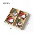 Handbemaltes Set aus 4 Weihnachtsgnomen aus Holz in einer 14x14 cm großen Holzbox-Deko - Set 5 / 4-teiliges Set