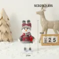 Mignonne poupée en peluche bonhomme de neige de Noël avec pull rouge et bonnet, 30 cm haut - Bonhomme de neige oscillant à ressort (style chapeau à deux boules)