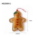 Handmade felt gingerbread man Christmas tree ornament with red hearts and green bow - Gingerbread Man with Green Bow on Head (Stitched Edge)