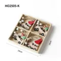 Handgefertigtes Set mit hölzernen Weihnachtsanhängern in einer 4-Fächer-Holzbox - Set 7 / 4-teiliges Set