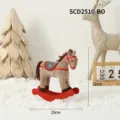 Peluche miniature de cheval à bascule de Noël avec base rouge et selle flocon de neige, 25cm - Cheval à Bascule (Marron)