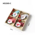 Weihnachtliche Wichtel-Anhänger aus Holz im 14x14cm Set mit Holzbox - Set 8 / 4-teiliges Set