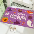 Purple Halloween non-slip doormat with cute ghost and pumpkin pattern - 40x60cm / Purple