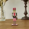 Handcrafted wooden Nutcracker soldier with gingerbread man for Christmas home decor - Snowman