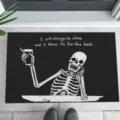 Halloween themed doormat featuring skeleton graphic and 'Always Be Alone' quote design - Skeleton Quote Style (CHDT-2024-01283) / 40*60cm