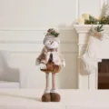 Standing brown and khaki plush snowman doll featuring a fur-trimmed hat and scarf. - Telescopic Snowman (Small)
