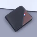 Cartera elegante para hombre en cuero texturizado negro y marrón con detalle de cinta - Negro