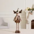 Standing Christmas reindeer plush doll with telescopic legs in brown and khaki color - Telescopic Reindeer (Medium)