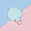 Mint blue heart-shaped faux leather keychain with silver-toned metal ring for women - Bean Green