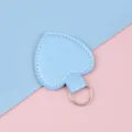 Stylish light blue heart-shaped faux leather keychain with a classic silver metal ring - Pearl Blue