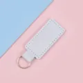 Elegante vierkante zilveren PU-lederen sleutelhanger met gouden metalen ringetje - Parelmoer Wit