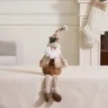 Charming brown and khaki Christmas gnome plush doll with long striped legs for holiday decor - Sitting Long Leg Santa Claus