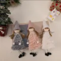 Set of 3 plush Christmas angel doll hanging ornaments for festive tree decoration - Fleece Style / Gray