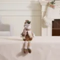 Sitting plush Christmas snowman doll in brown and khaki tones with long legs decoration - Sitting Long Leg Snowman
