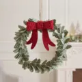 Mini-Weihnachtskranz aus Filz mit roter Schleife für festliche Feiertagsdekoration - Schleife-Stil / Groß (30cm) / Graugrün