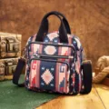Mochila bohemia para mujer con estampado azteca, diseño étnico y gran espacio útil. - Azul Real (PG5078)