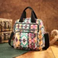 Mochila con patrón azteca bohemio con múltiples bolsillos con cremallera y asas negras. - Patrón Azteca 6 (PG5078)