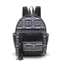 Bohemian ethnic style Aztec pattern backpack with black leather and tassel charm - Aztec Blue and White Pattern (PG5061 8#)