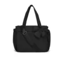 Borsa tote trapuntata nera con fiocco decorativo e tracolla regolabile - Quilted Style / Nero