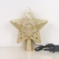 Golden glitter LED Christmas tree topper star with integrated multi-angle projector - Star Style / Gold