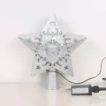 Silver glitter star Christmas tree topper featuring LED projection with power plug - Star Style / Silver