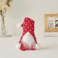 Handcrafted Christmas gnome plush doll with red knitted hat and white beard ornament - Red