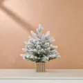 Mini albero di Natale innevato in un vaso quadrato vintage oro e nero - 45CM Stile Innevato