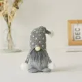Grey Christmas gnome plush with knitted heart hat and long beard decoration - Gray