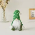 Handmade green Nordic Christmas gnome plush doll with a white star pattern knit hat - Green